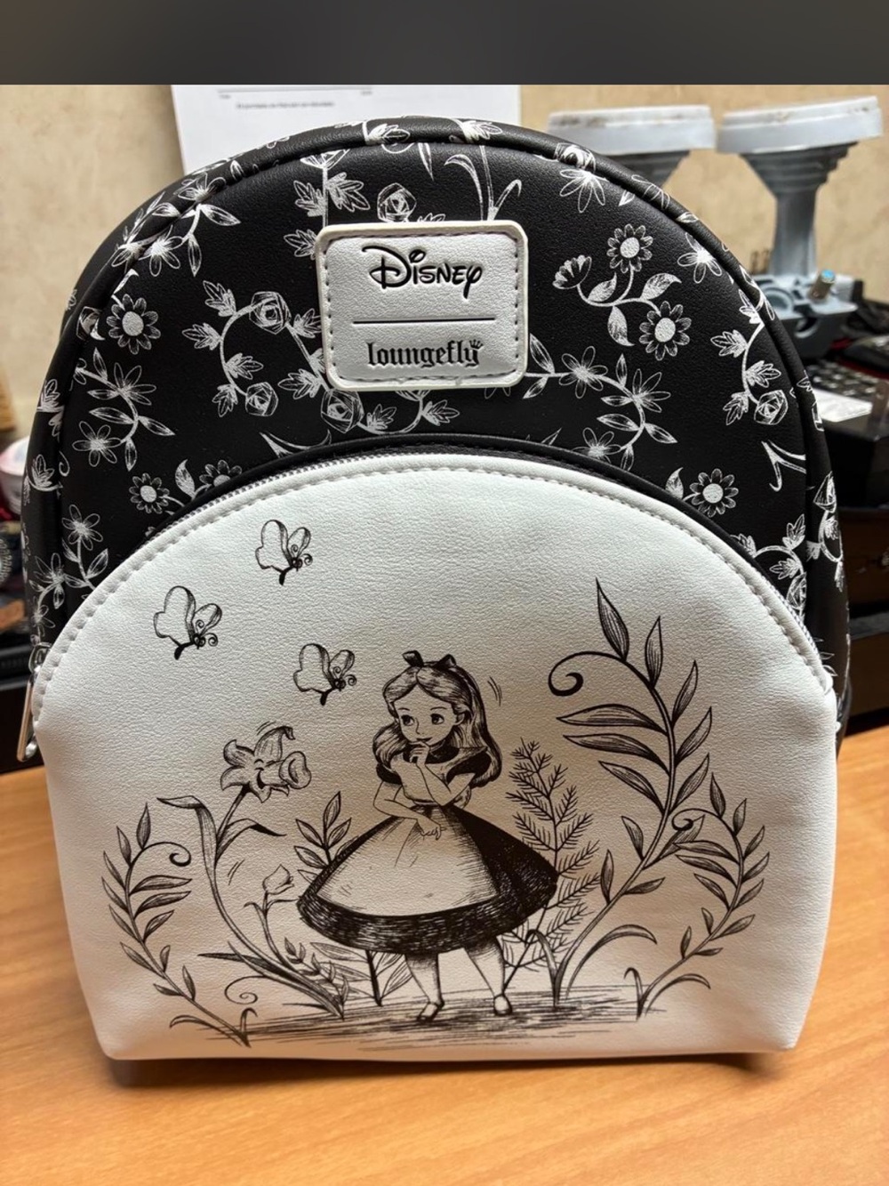 Loungefly Black & White Alice in Wonderland Sketch Backpack
